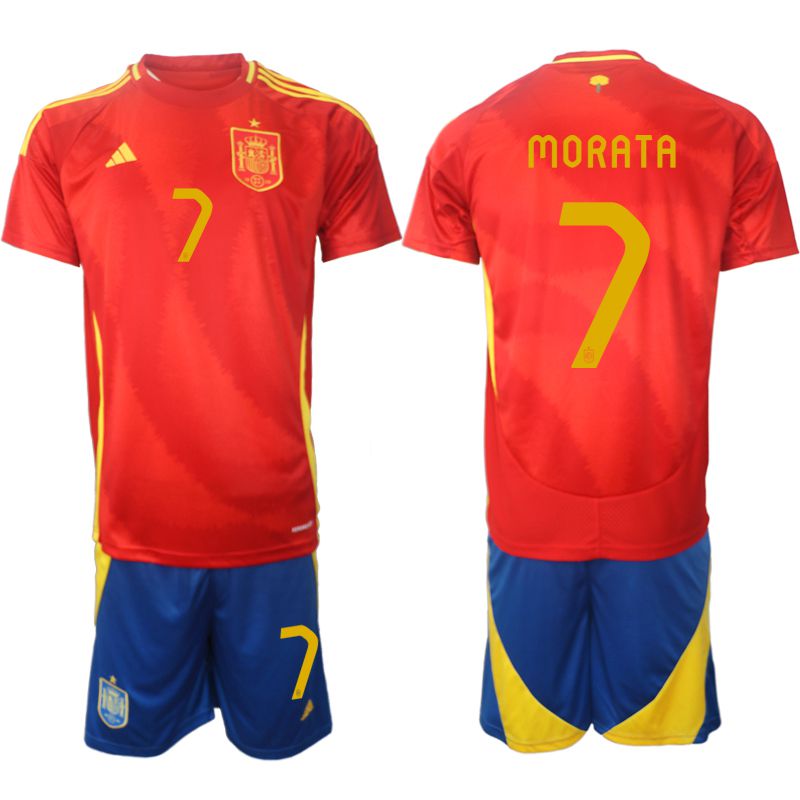Men 2024-2025 Season Spain home red 7 Soccer Jerseys